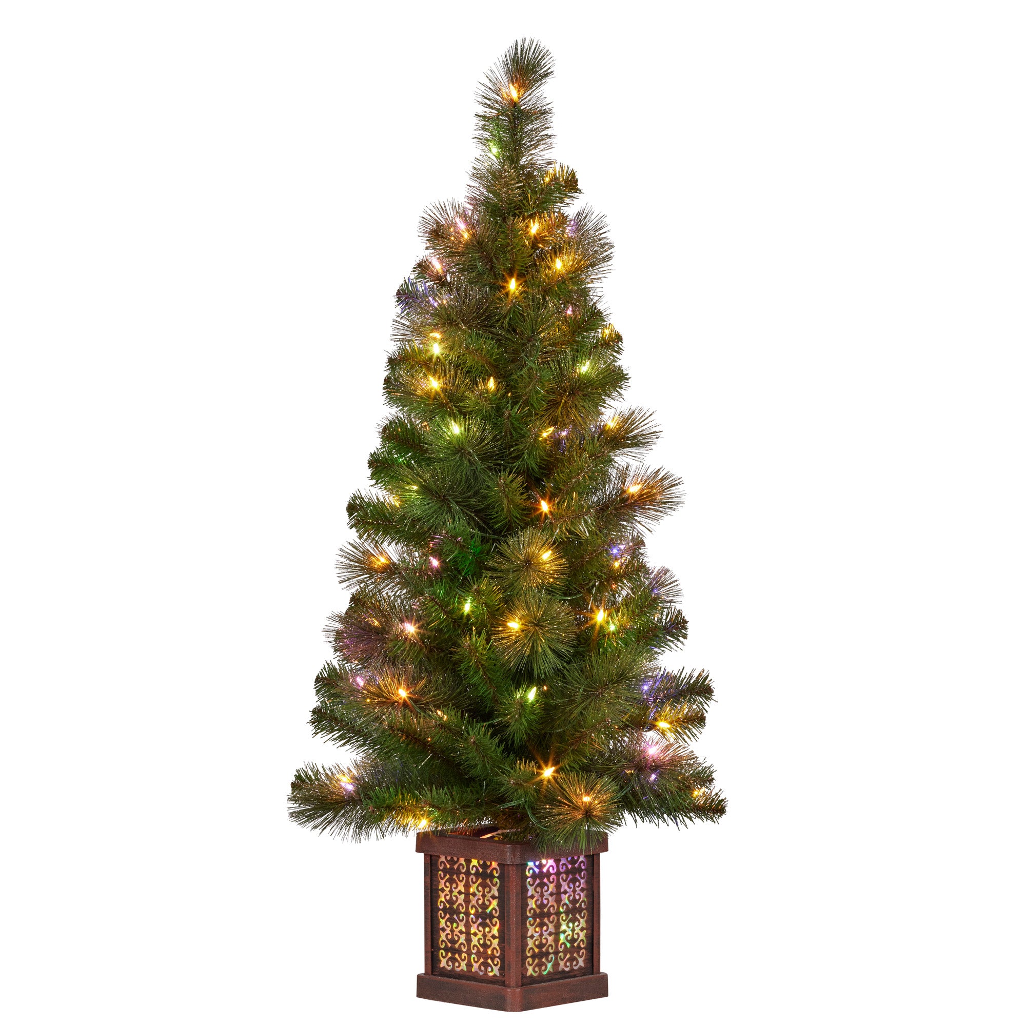 Glittery Gold Pine 4ft Christmas Tree with LED Lights