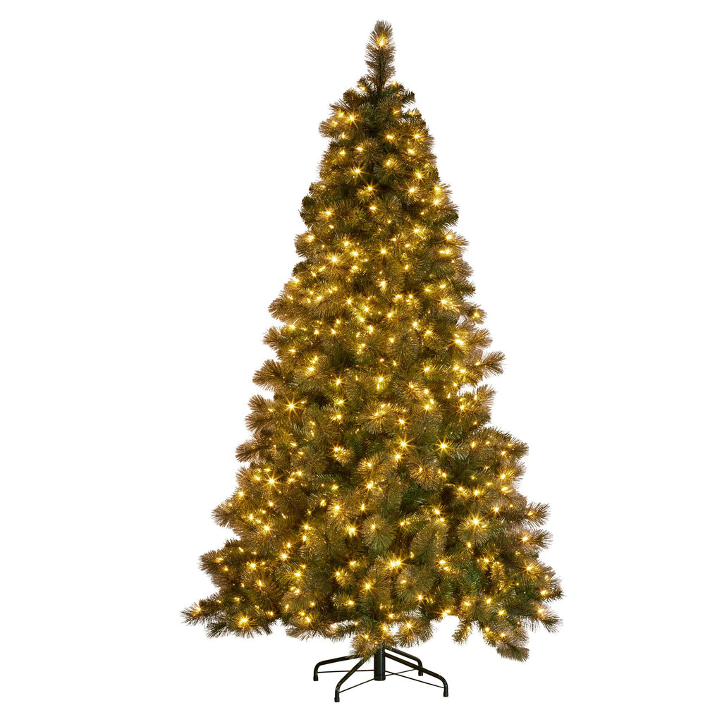 Glittering Gold 7.5ft Christmas Tree with LED Lights