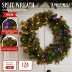 Elegant 76cm Split Christmas Wreath with LEDs