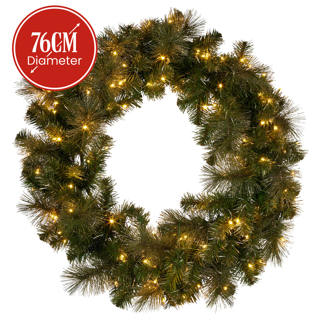 Elegant 76cm Split Christmas Wreath with LEDs
