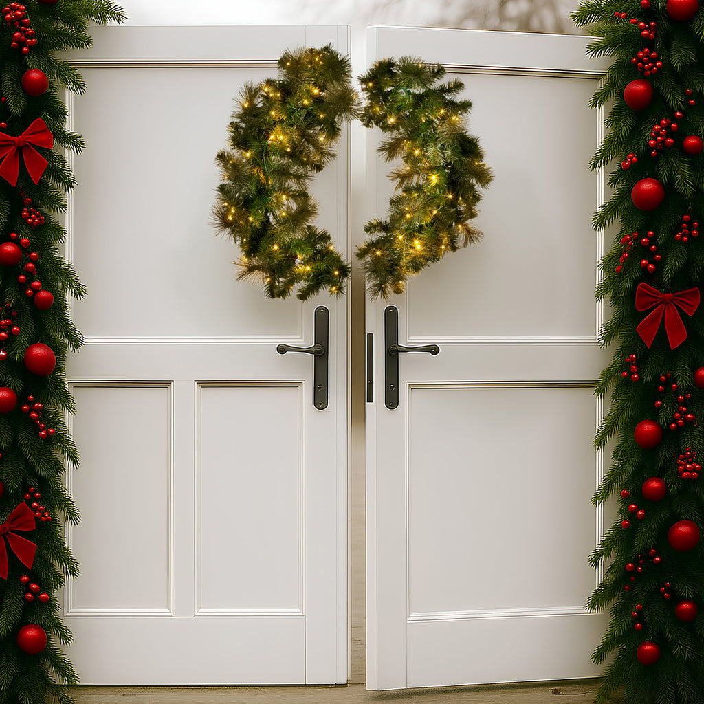 Elegant 76cm Split Christmas Wreath with LEDs
