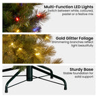 Glittery Gold 9ft Christmas Tree with LED Lights