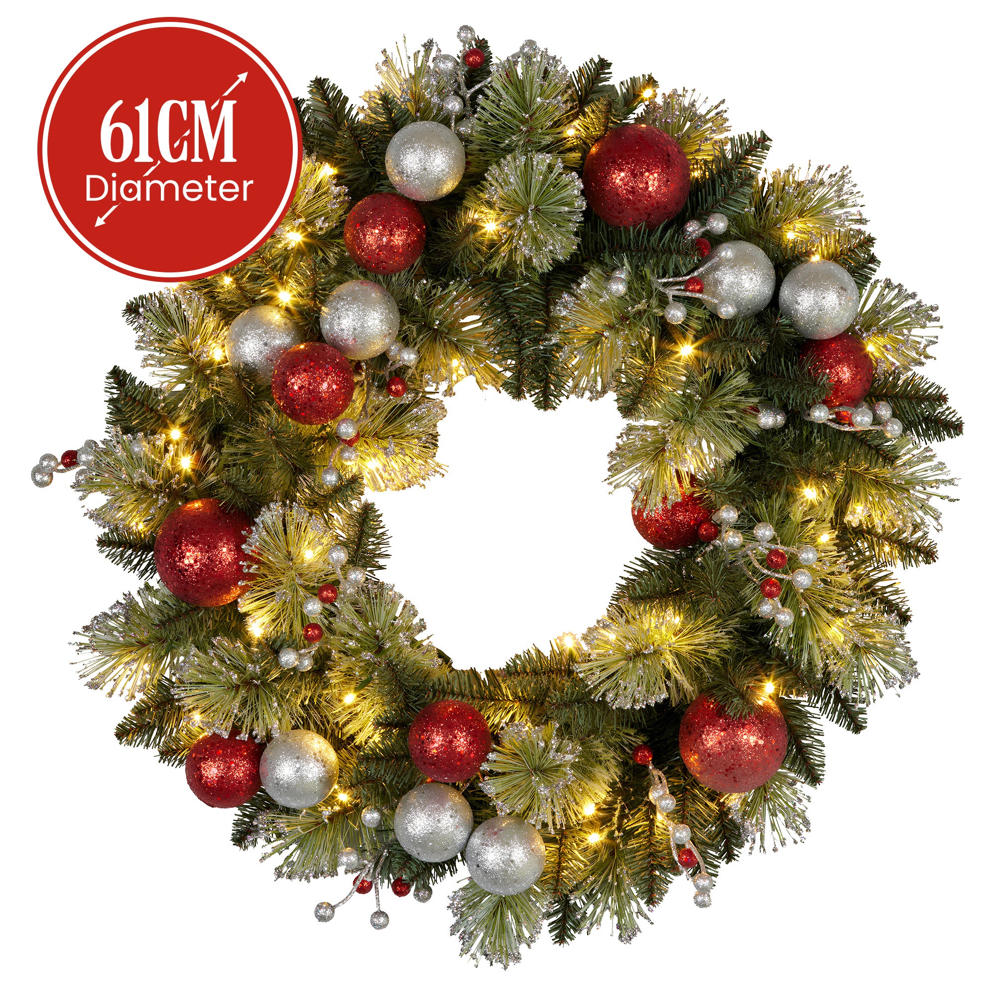Christabelle 61cm LED Christmas Wreath with Baubles