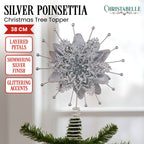 Elegant Silver Poinsettia Tree Topper