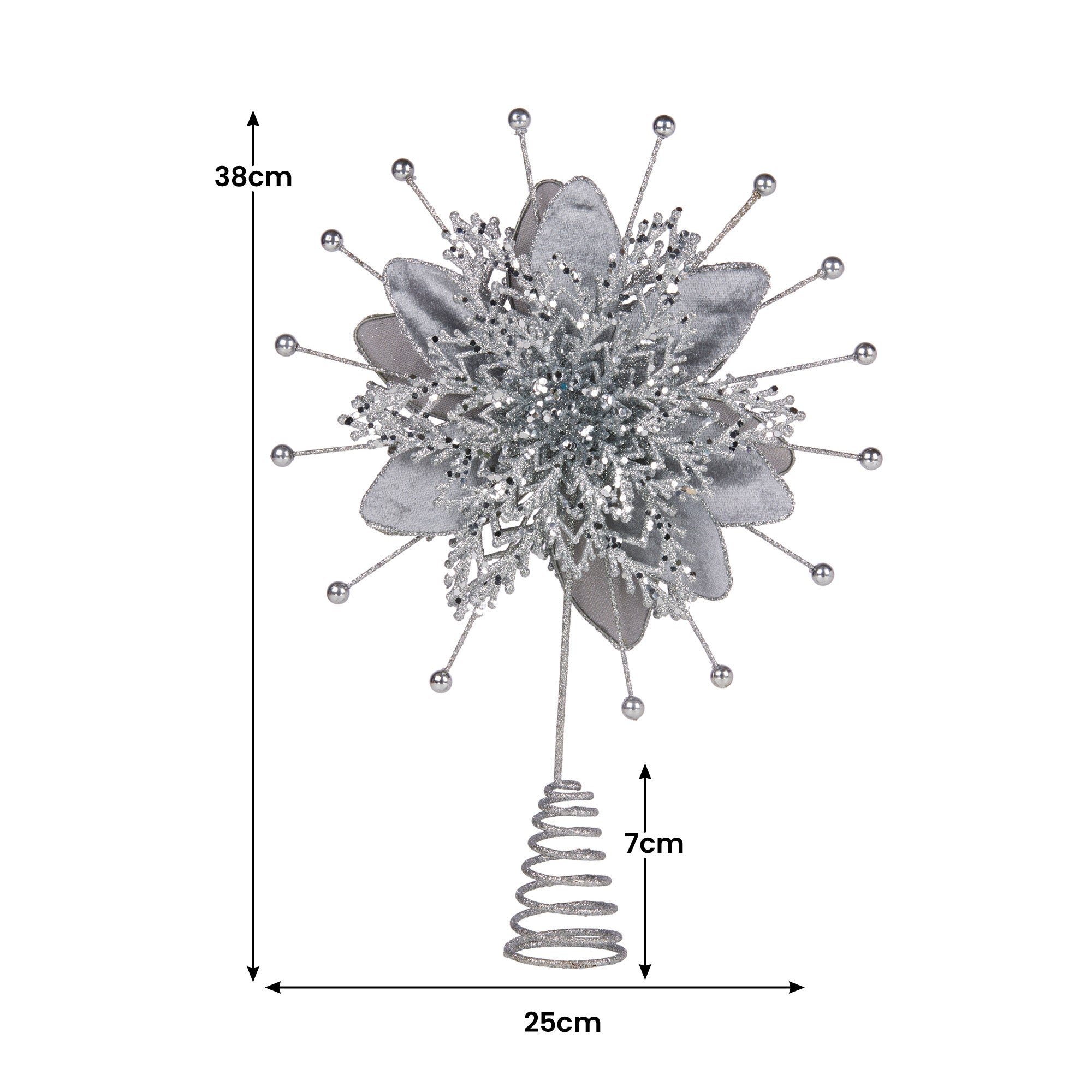 Elegant Silver Poinsettia Tree Topper