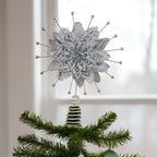 Elegant Silver Poinsettia Tree Topper