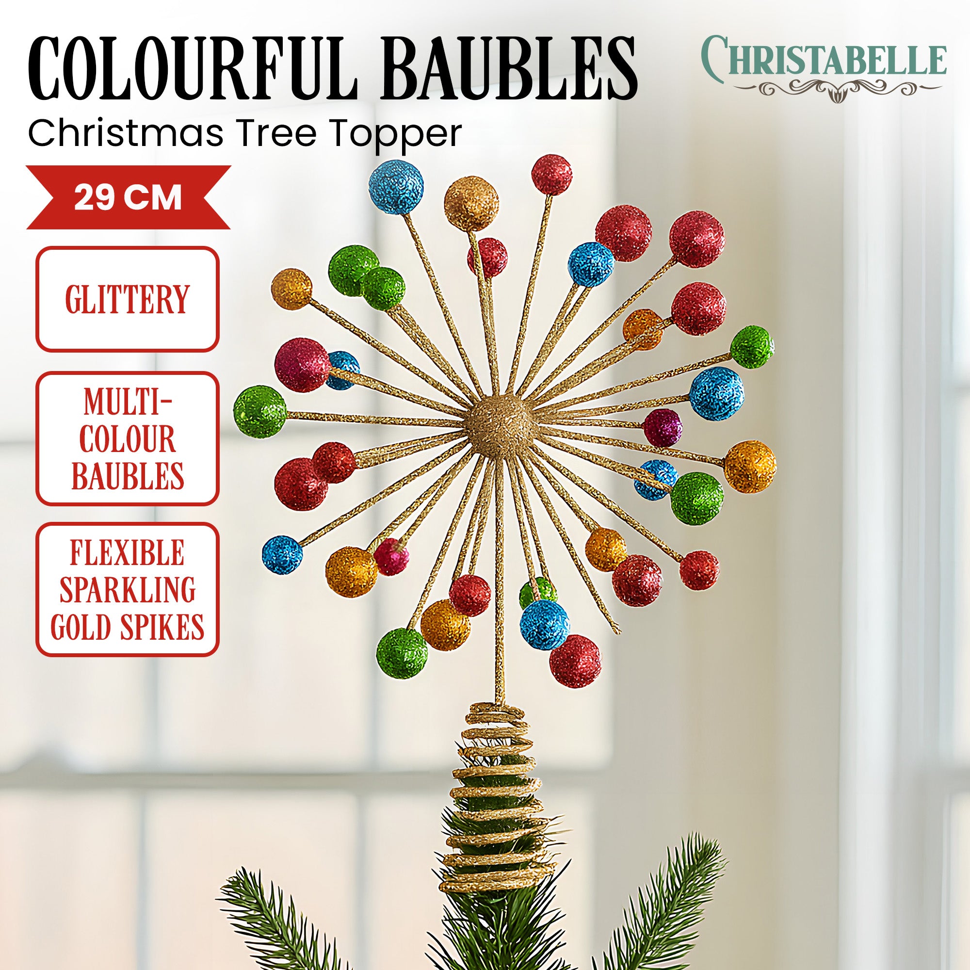 Glittering Gold Baubles Christmas Tree Topper
