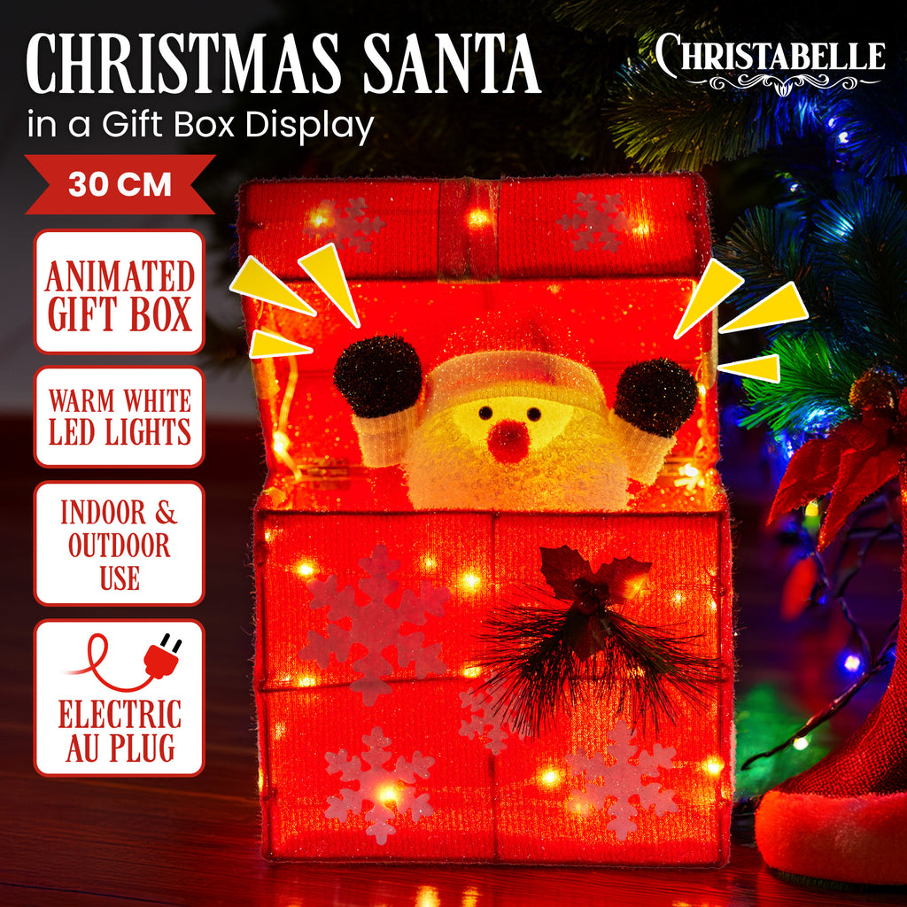 Animated Santa Gift Box with LED Lights
