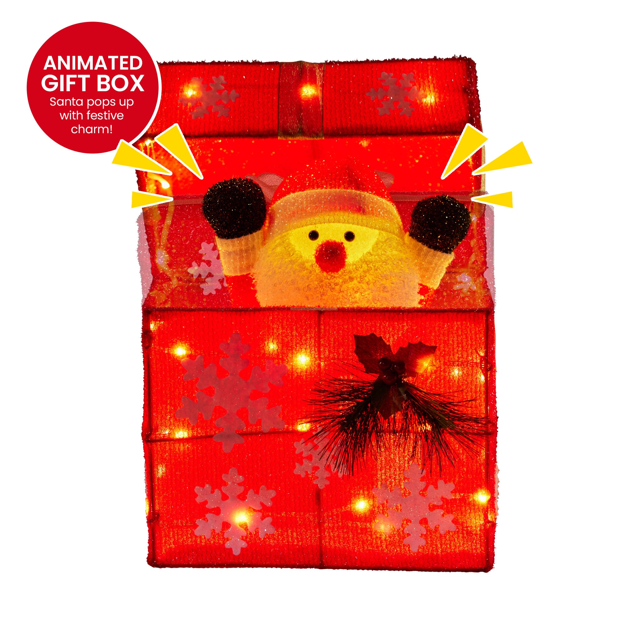 Animated Santa Gift Box with LED Lights