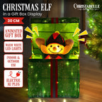 Animated Elf Gift Box with LED Lights