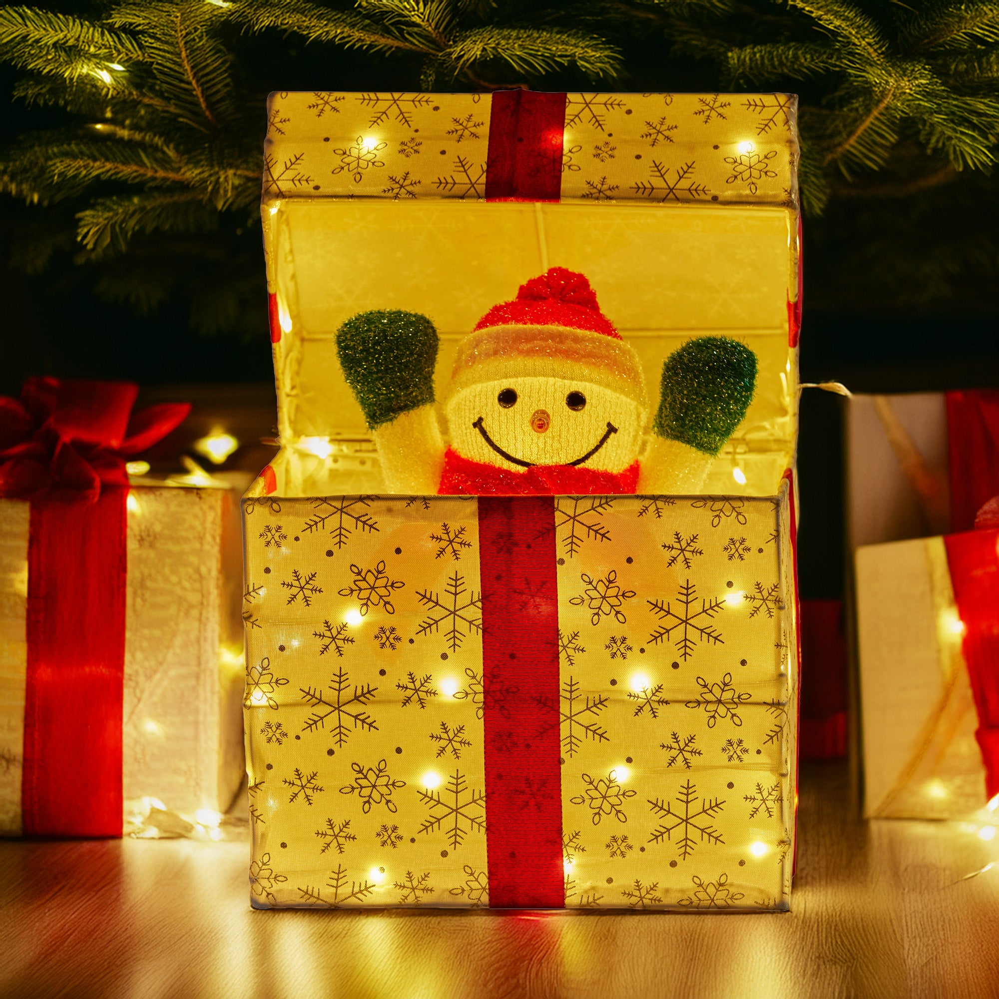 Animated Snowman Gift Box LED Decoration