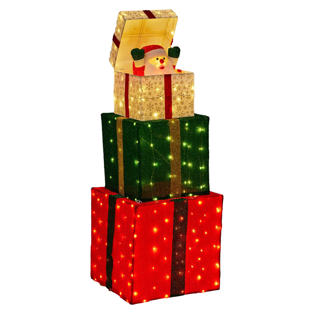 Animated Santa Present Stack LED Display