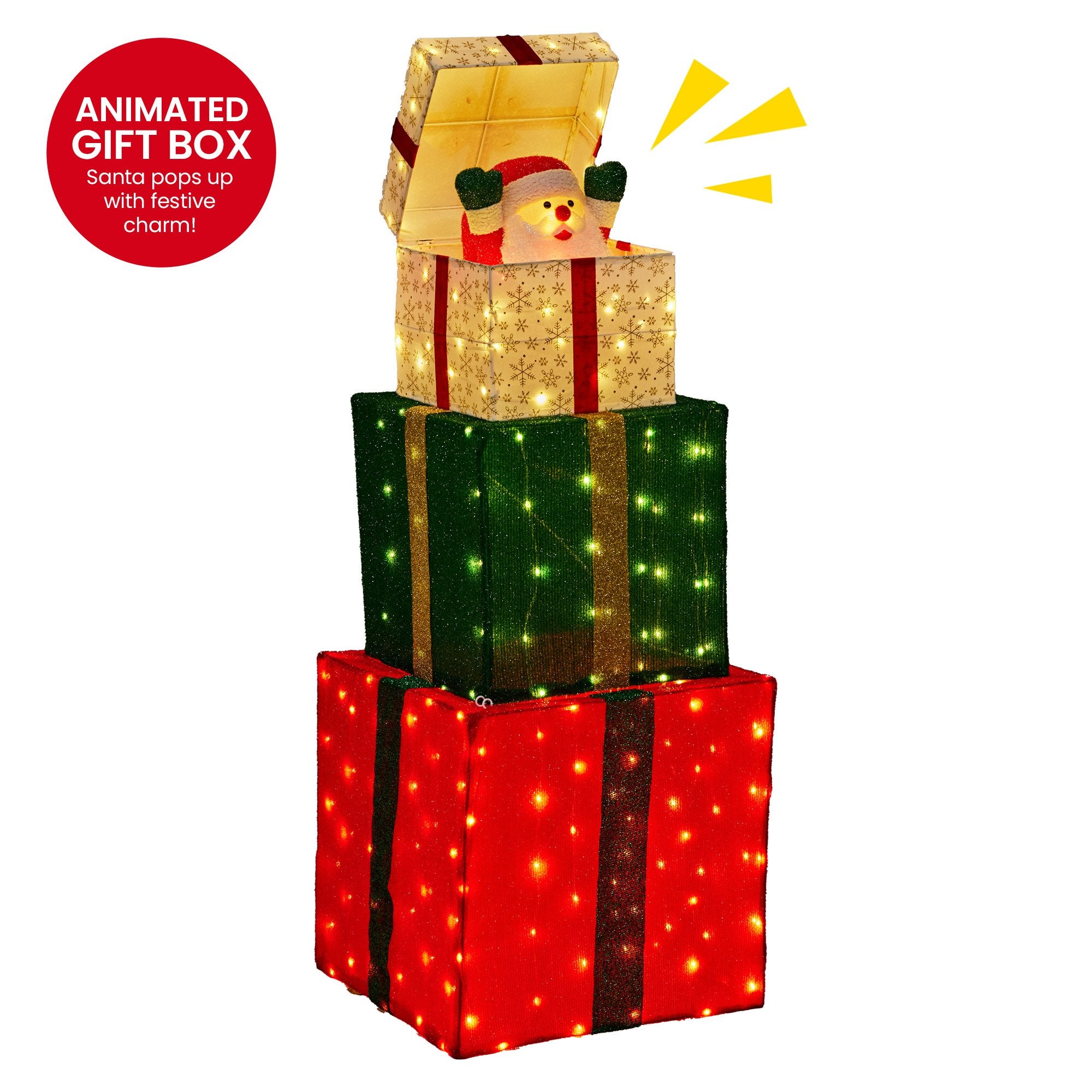 Animated Santa Present Stack LED Display