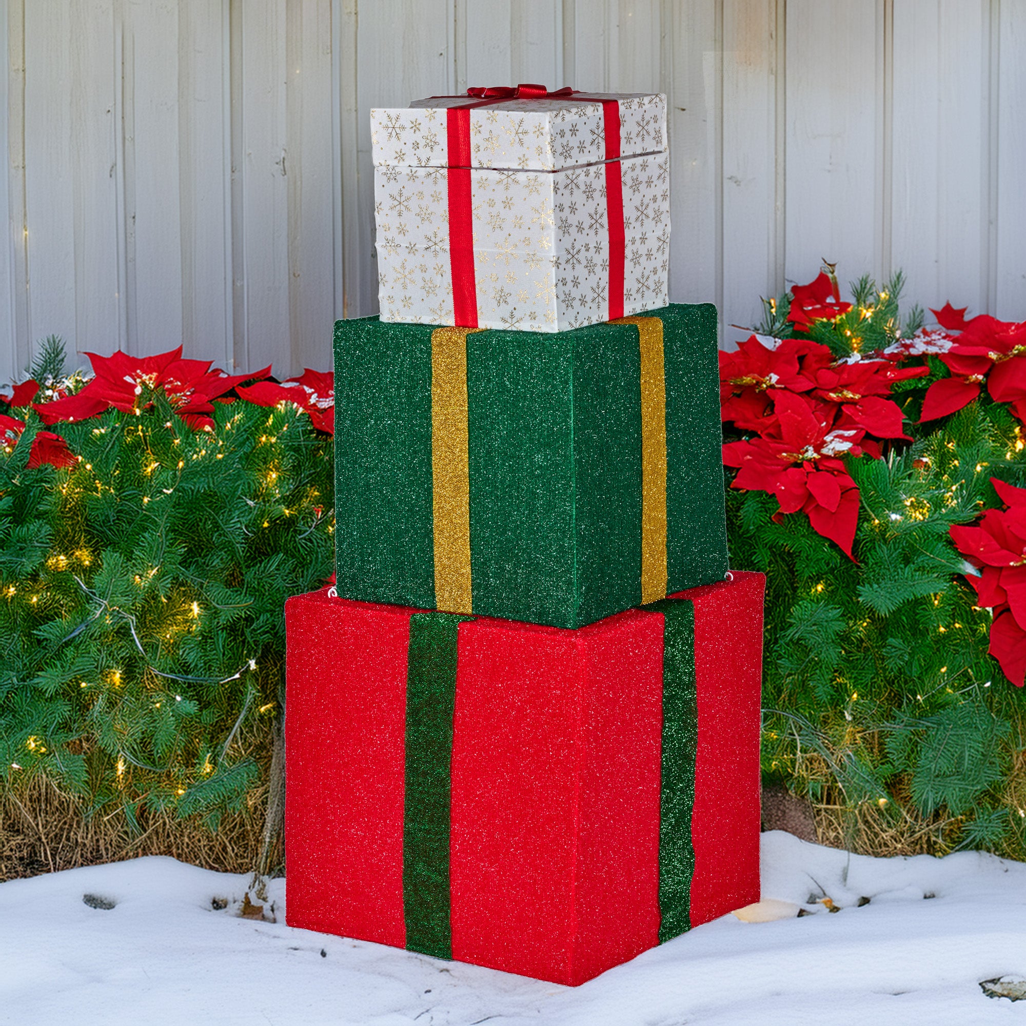 Animated Santa Present Stack LED Display