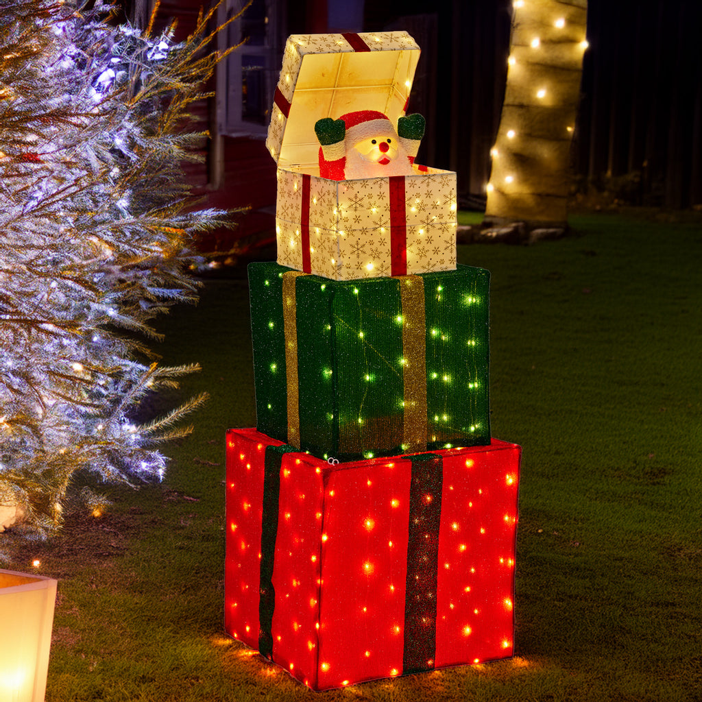Animated Santa Present Stack LED Display
