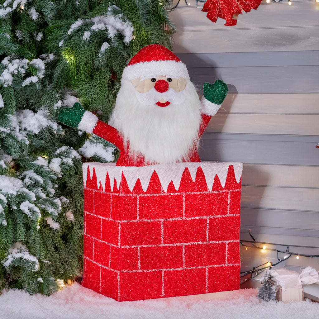 Animated Santa in Chimney LED Ornament