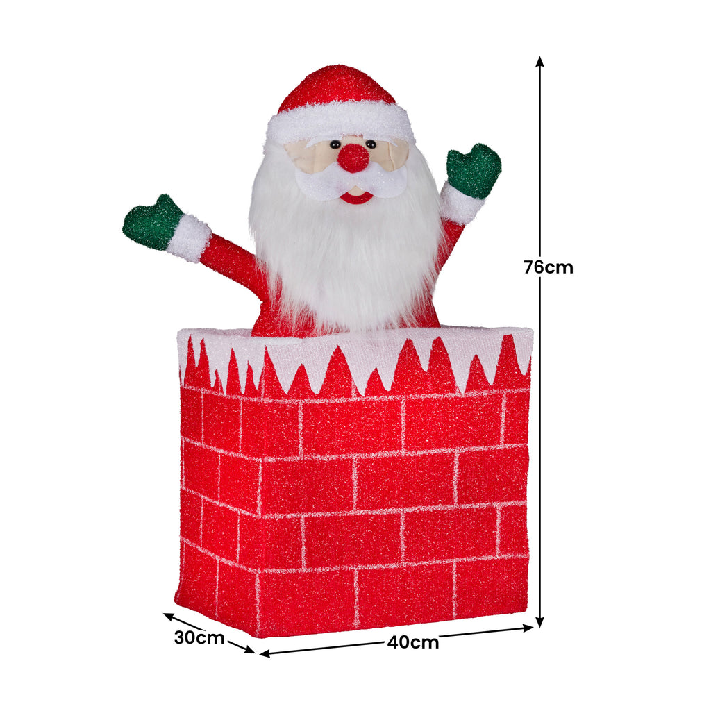 Animated Santa in Chimney LED Ornament