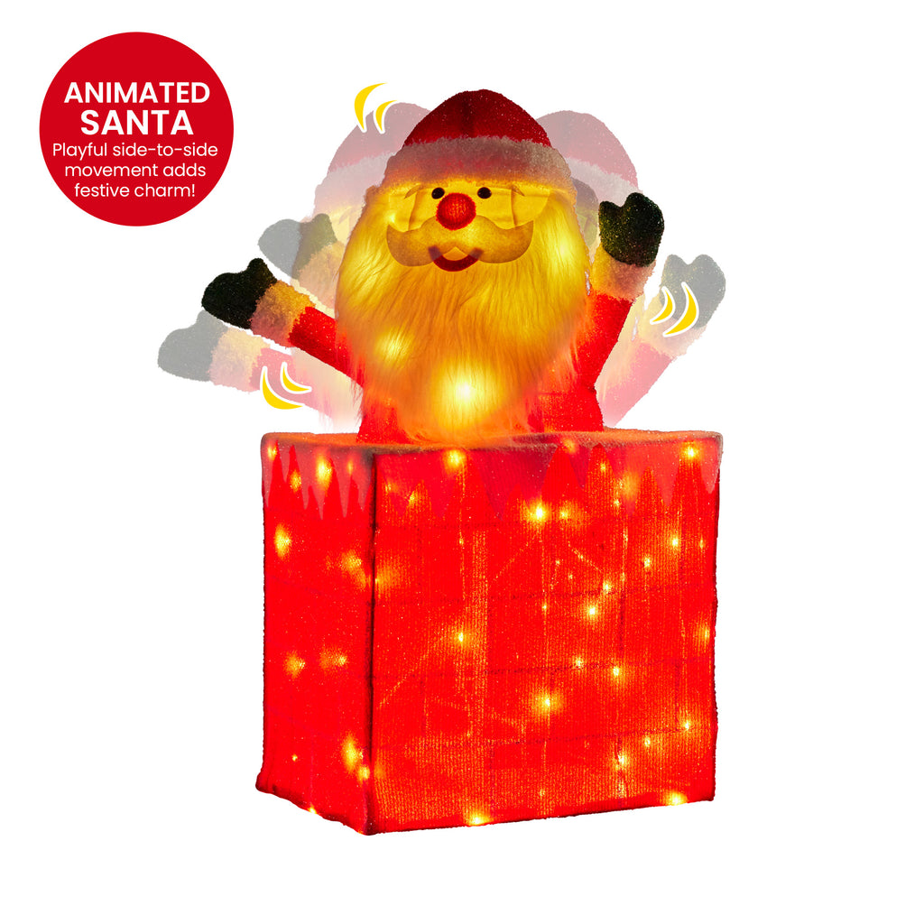 Animated Santa in Chimney LED Ornament