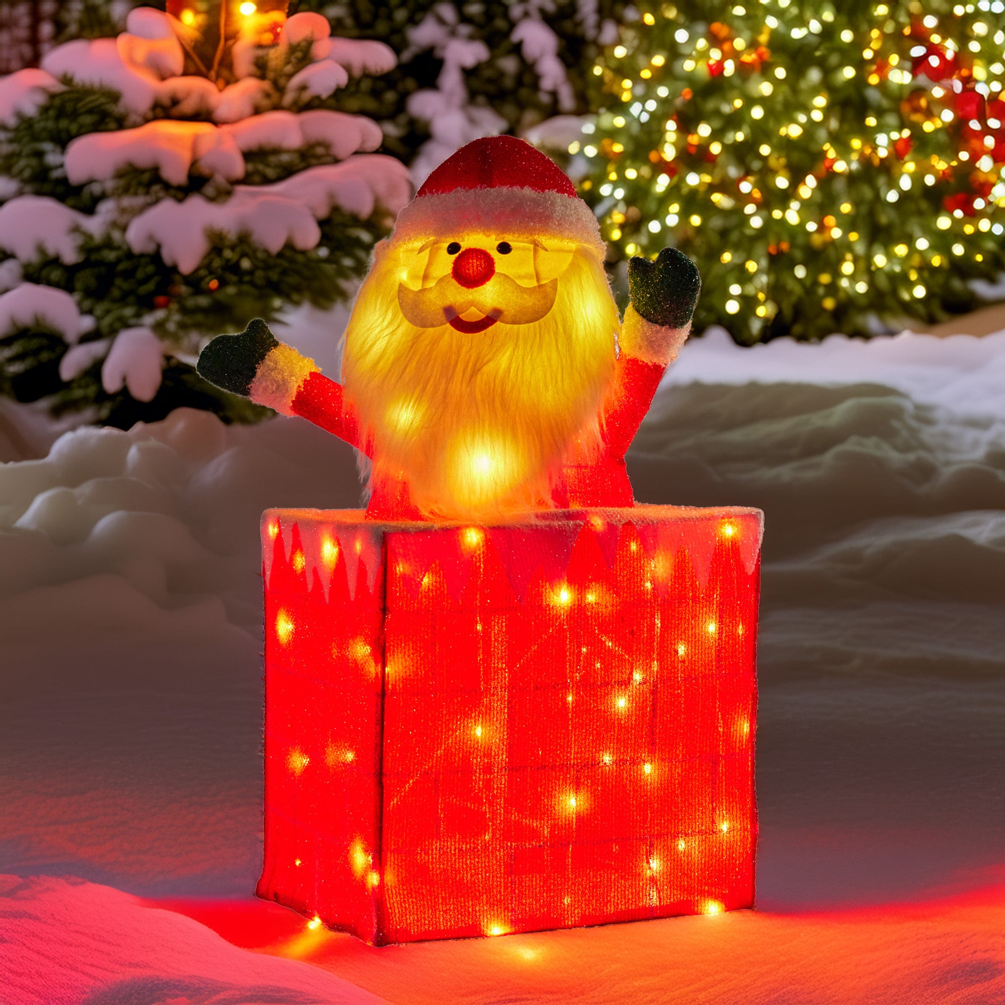 Animated Santa in Chimney LED Ornament