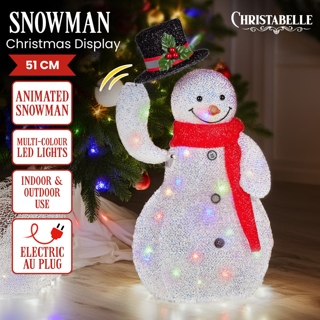 Animated Snowman Christmas Display with LED Lights