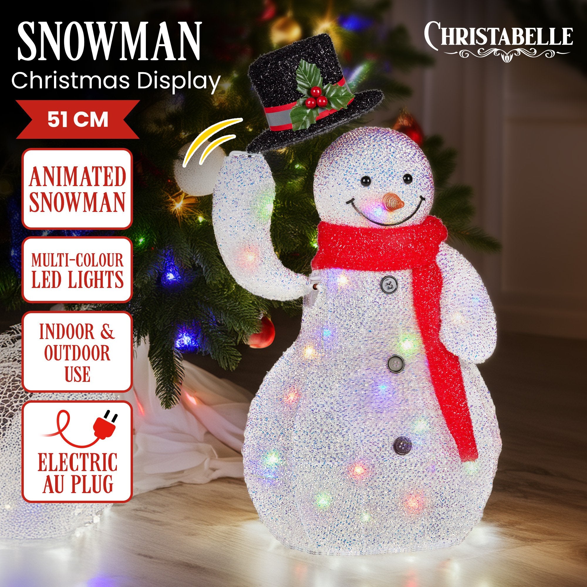 Animated Snowman Christmas Display with LED Lights