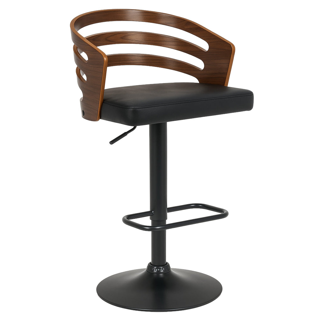 Sarantino Bentwood Walnut Barstool with Leather Seat
