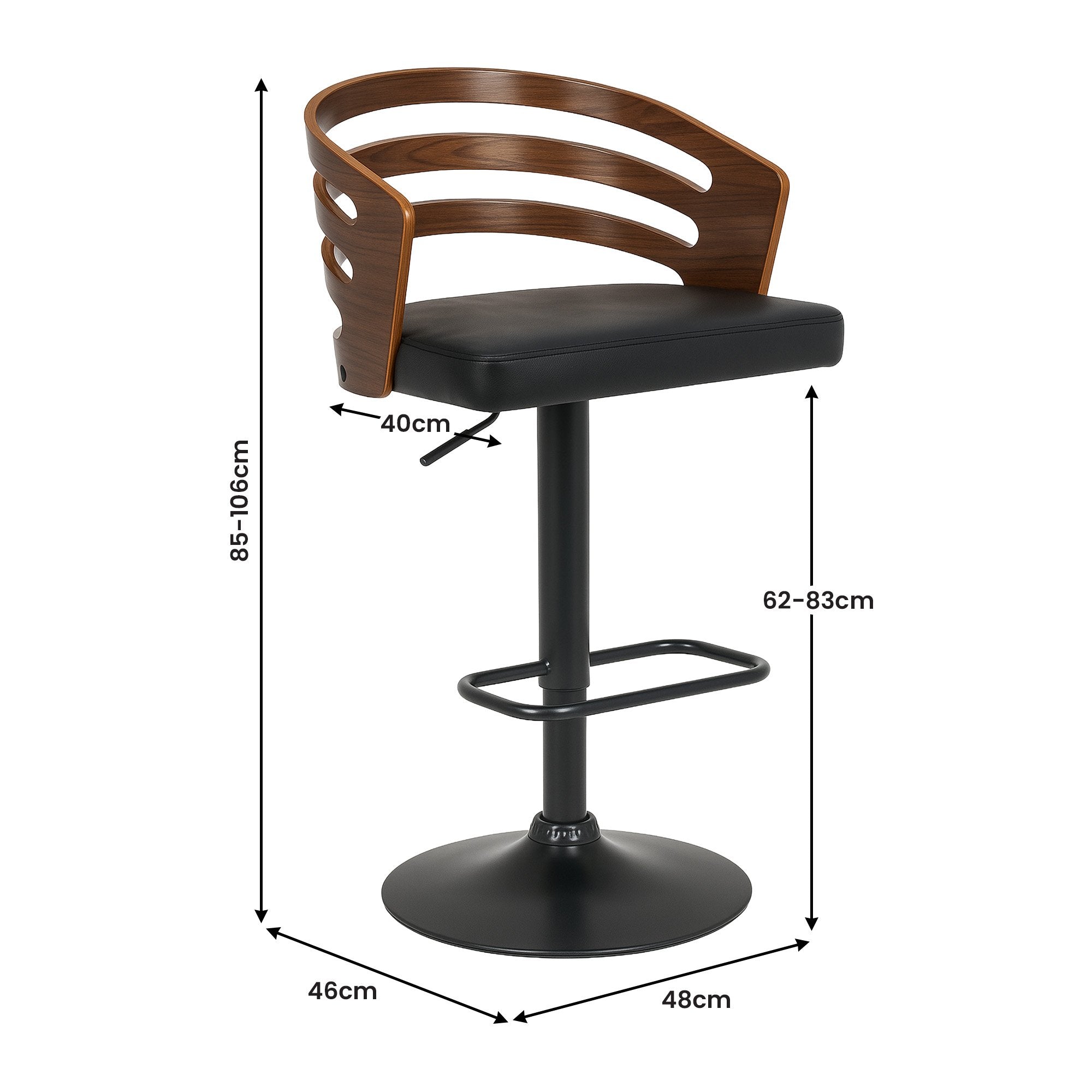 Sarantino Bentwood Walnut Barstool with Leather Seat