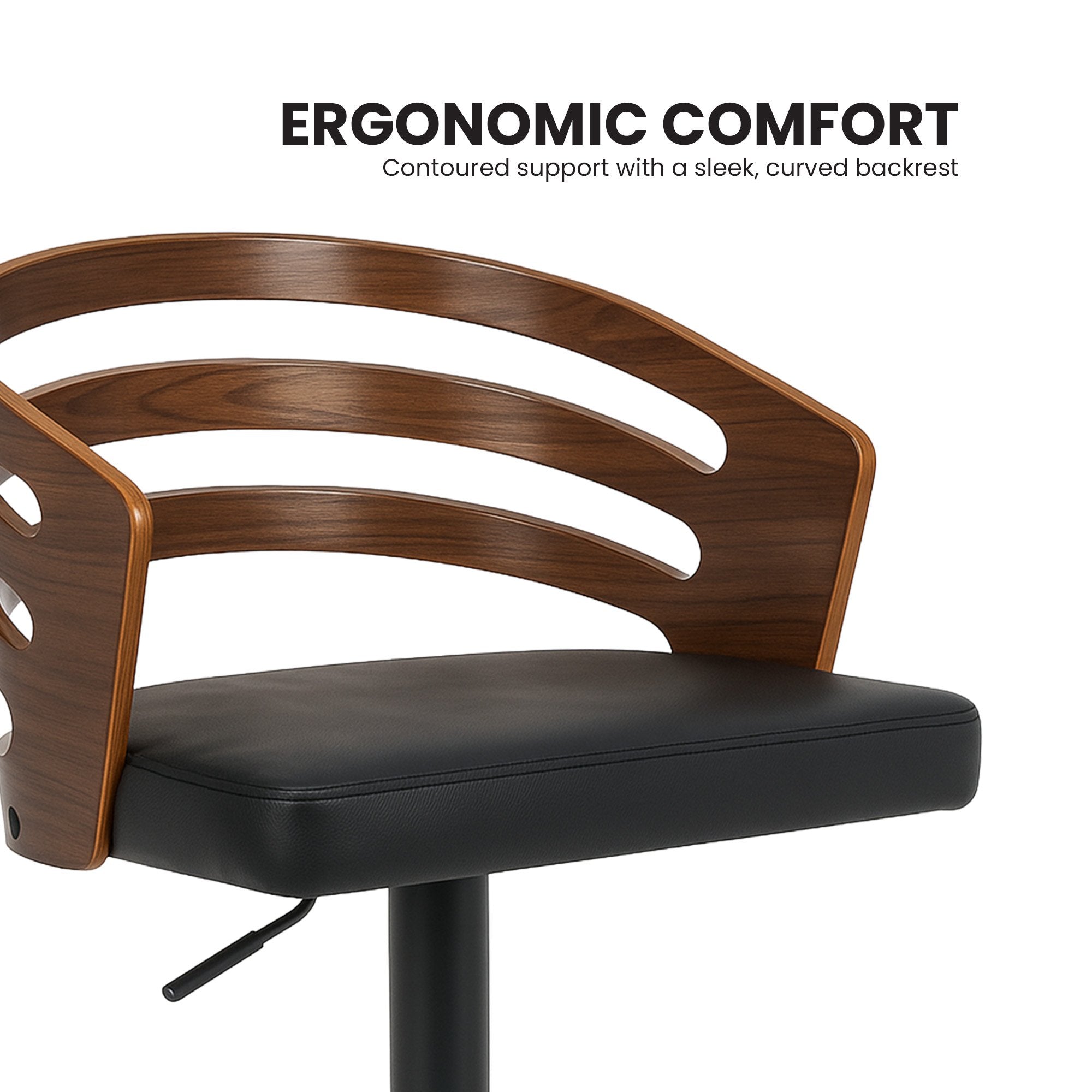 Sarantino Bentwood Walnut Barstool with Leather Seat