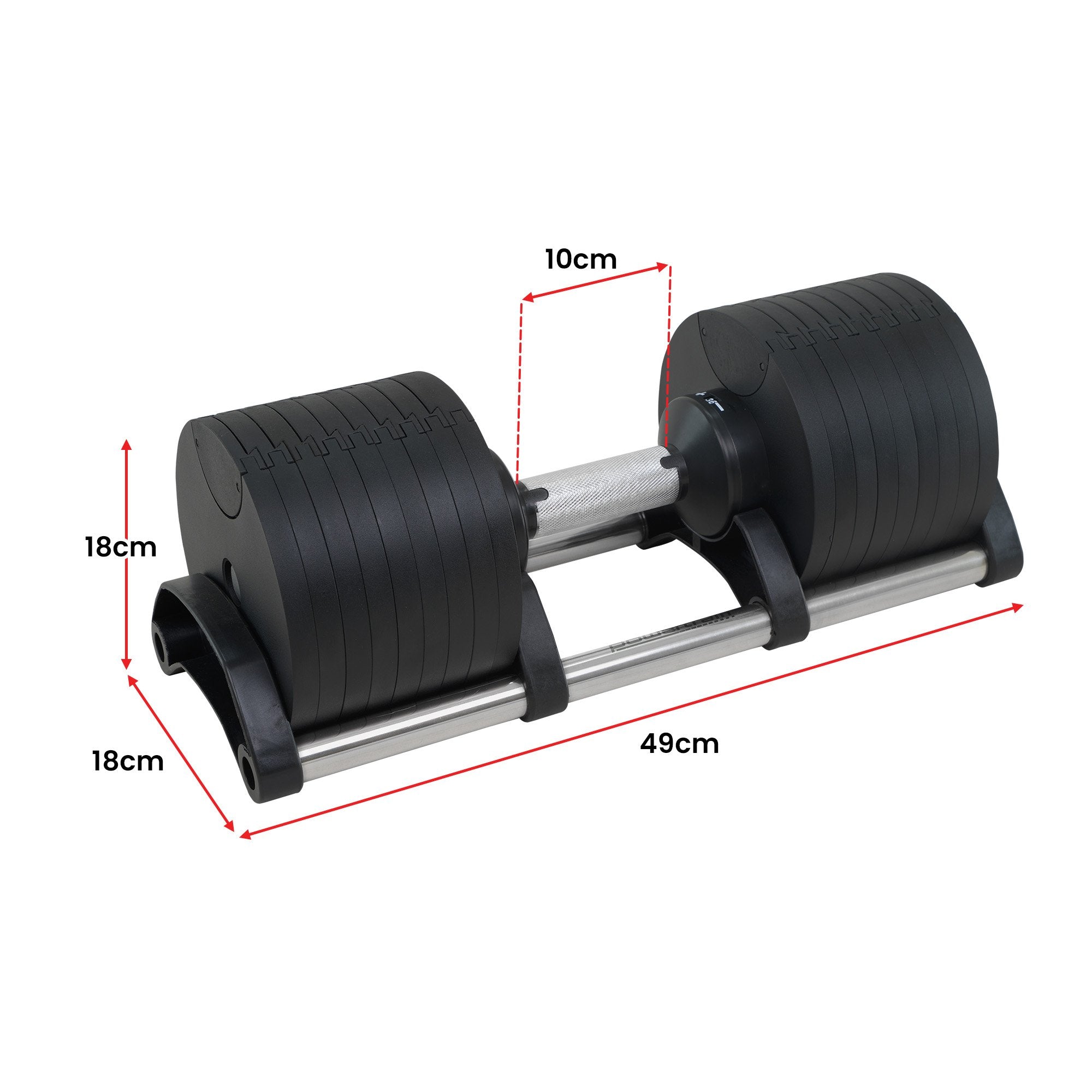 Powertrain Eon 2 x 36kg Dial-Up Adjustable Dumbbell Home Gym Weights