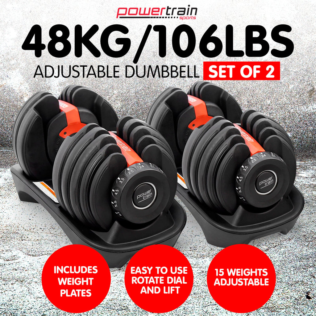Powertrain 48k Adjustable Dumbbell Home Gym Set
