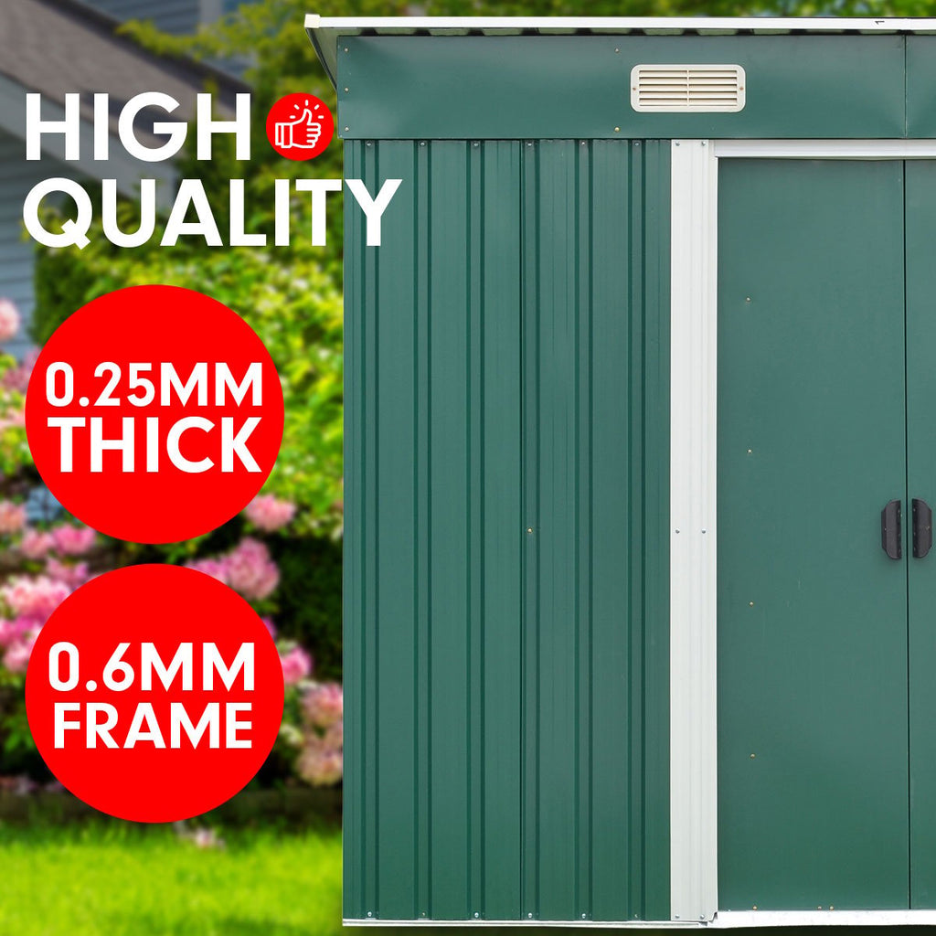 Wallaroo 4ft x 6ft Garden Shed - Green