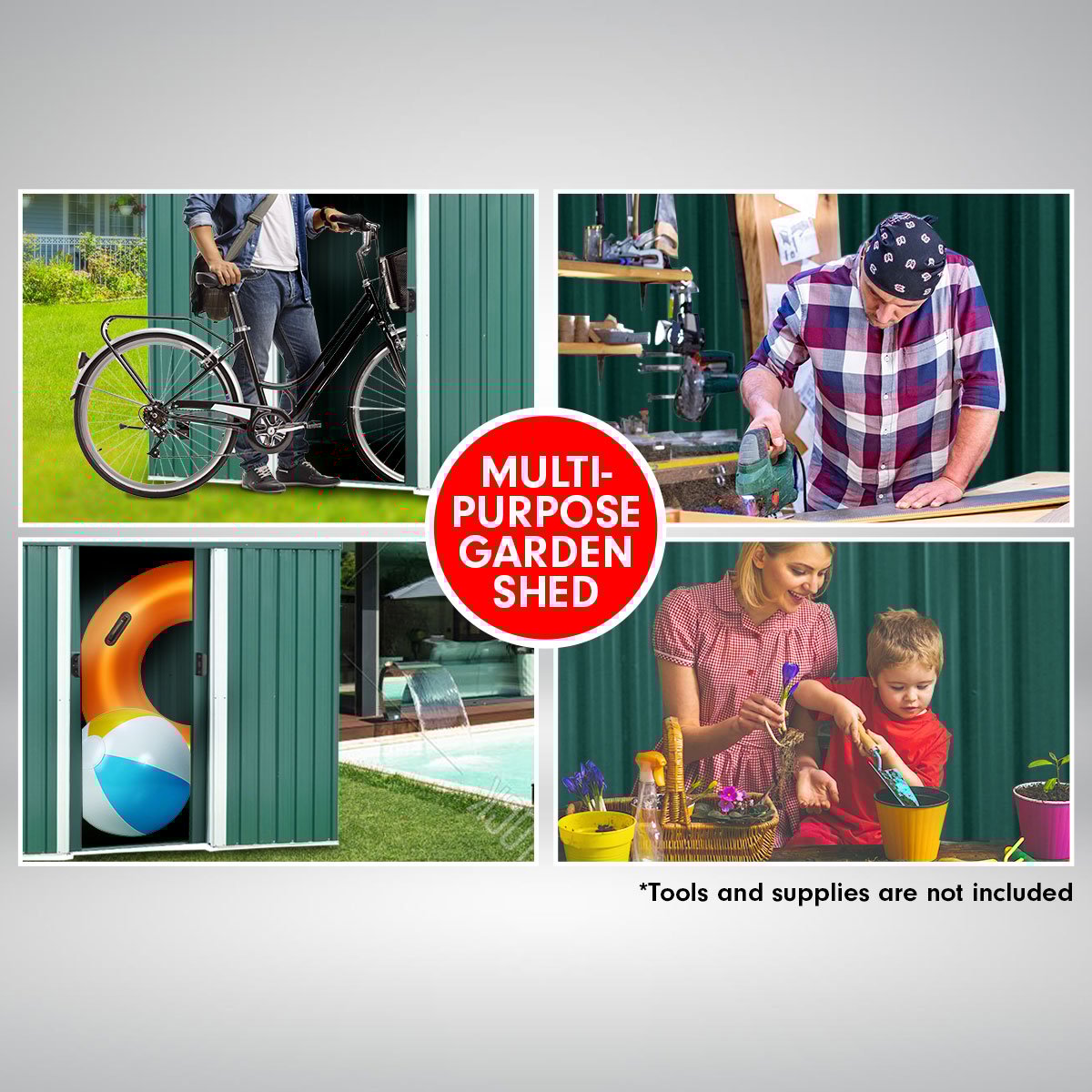 Wallaroo 4ft x 6ft Garden Shed - Green