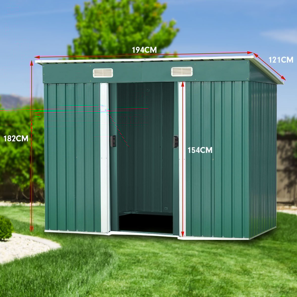 Wallaroo 4ft x 6ft Garden Shed - Green