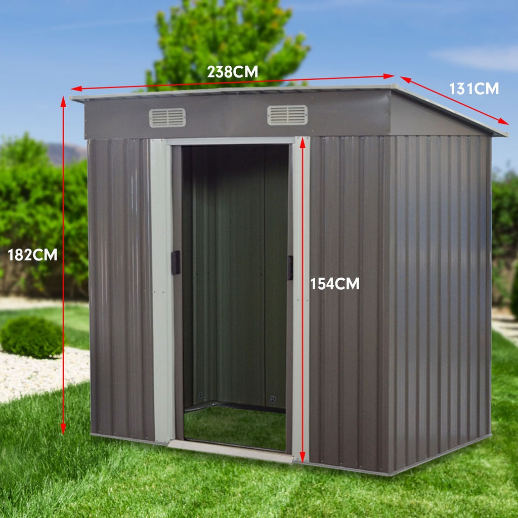 Wallaroo 4ft x 8ft Garden Shed - Grey
