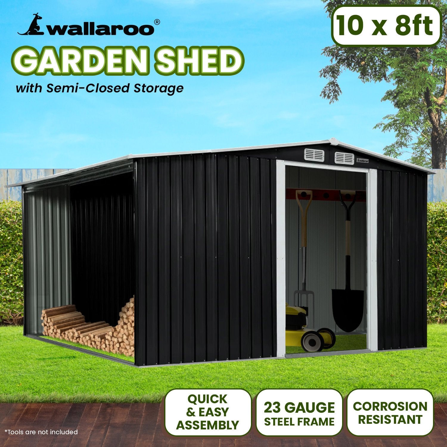 Wallaroo 10x8FT Garden Shed with Storage