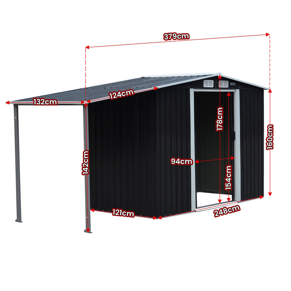 Wallaroo 4x8ft Zinc Steel Garden Shed