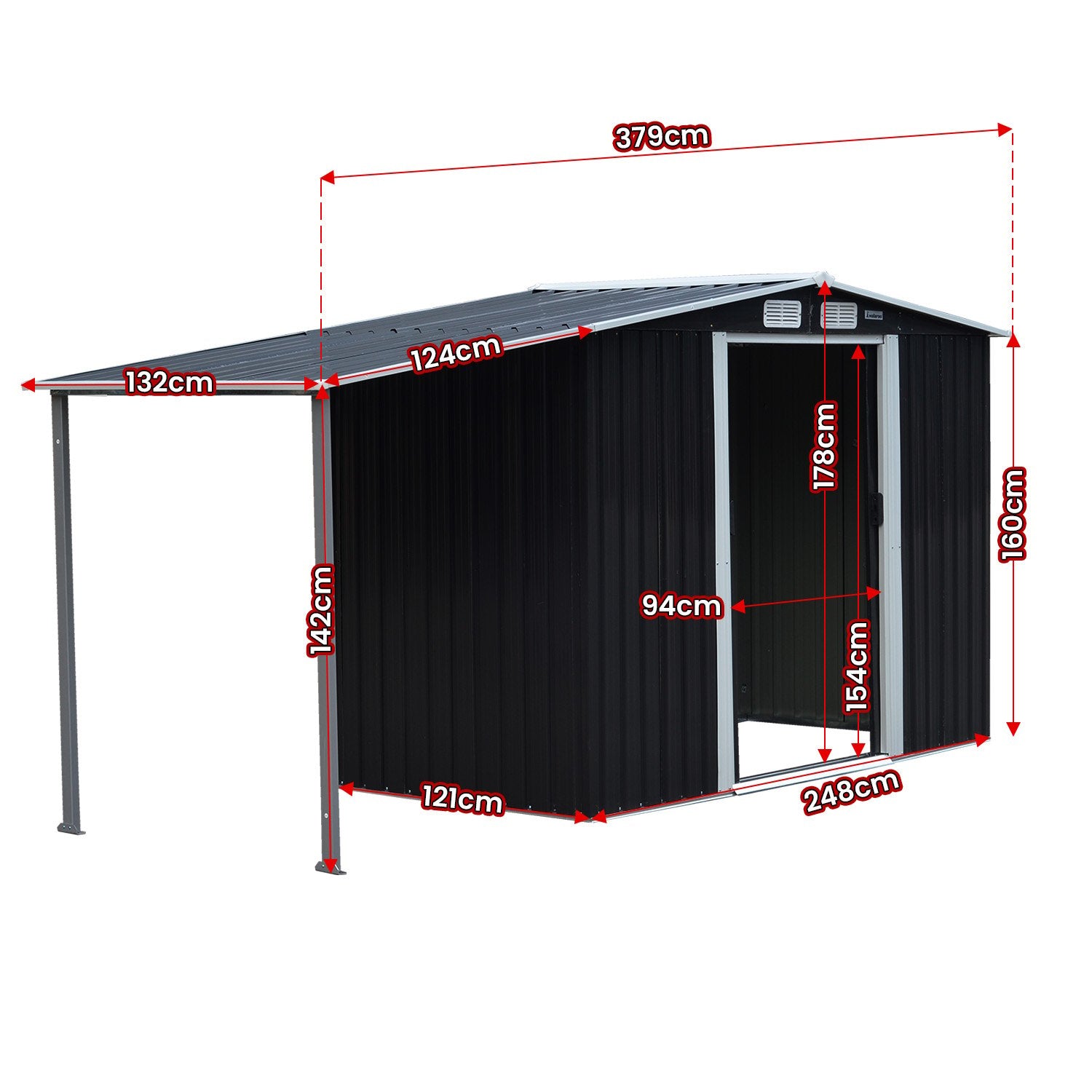 Wallaroo 4x8ft Zinc Steel Garden Shed