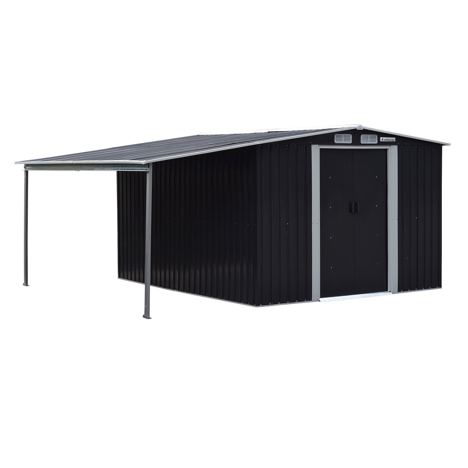 Wallaroo 6x8ft Black Zinc Steel Garden Shed