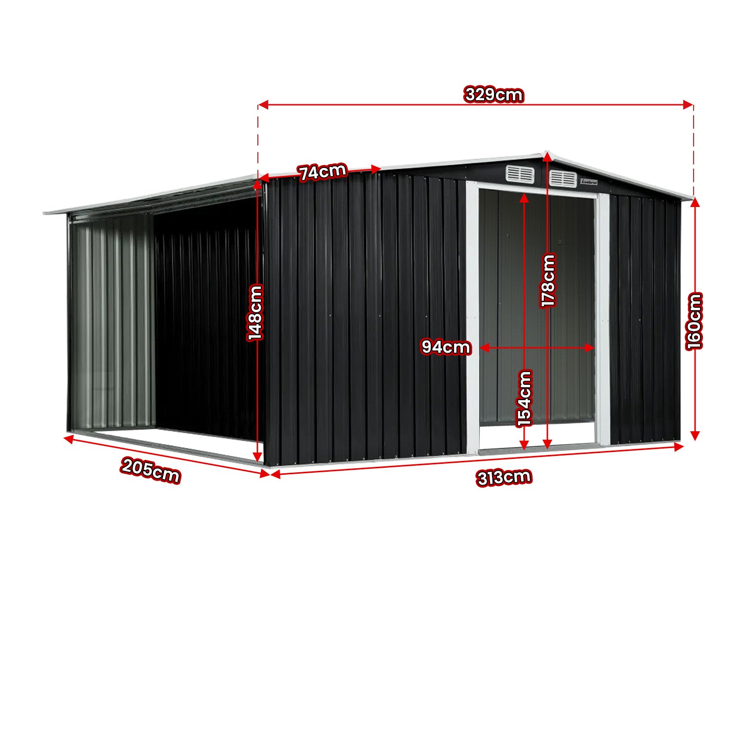Wallaroo 6x8FT Garden Shed in Black