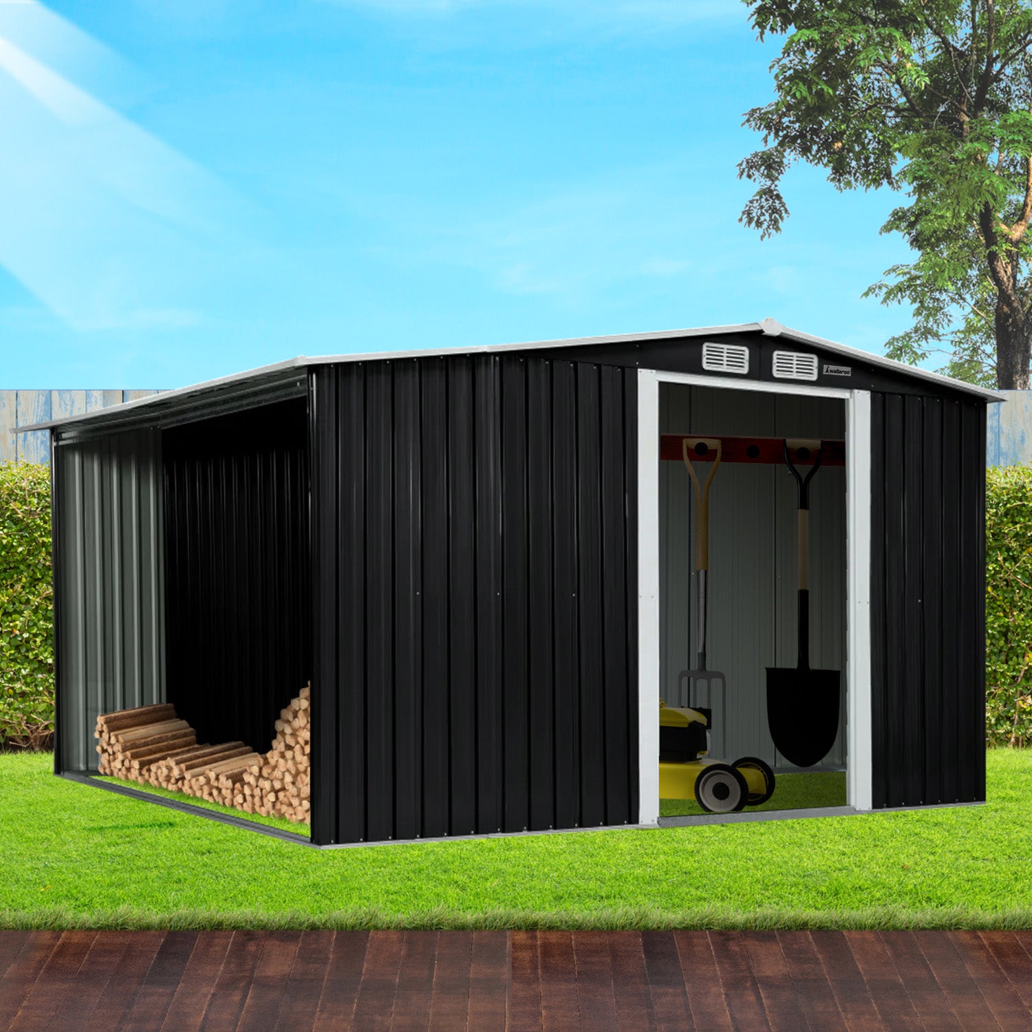 Wallaroo 6x8FT Garden Shed in Black