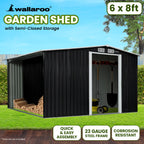 Wallaroo 6x8FT Garden Shed in Black