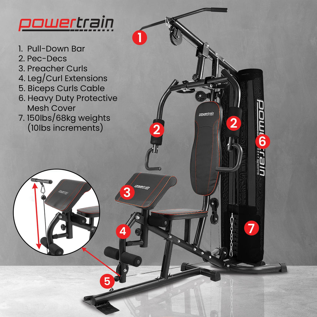 Powertrain Multi Station Home Gym with Weights