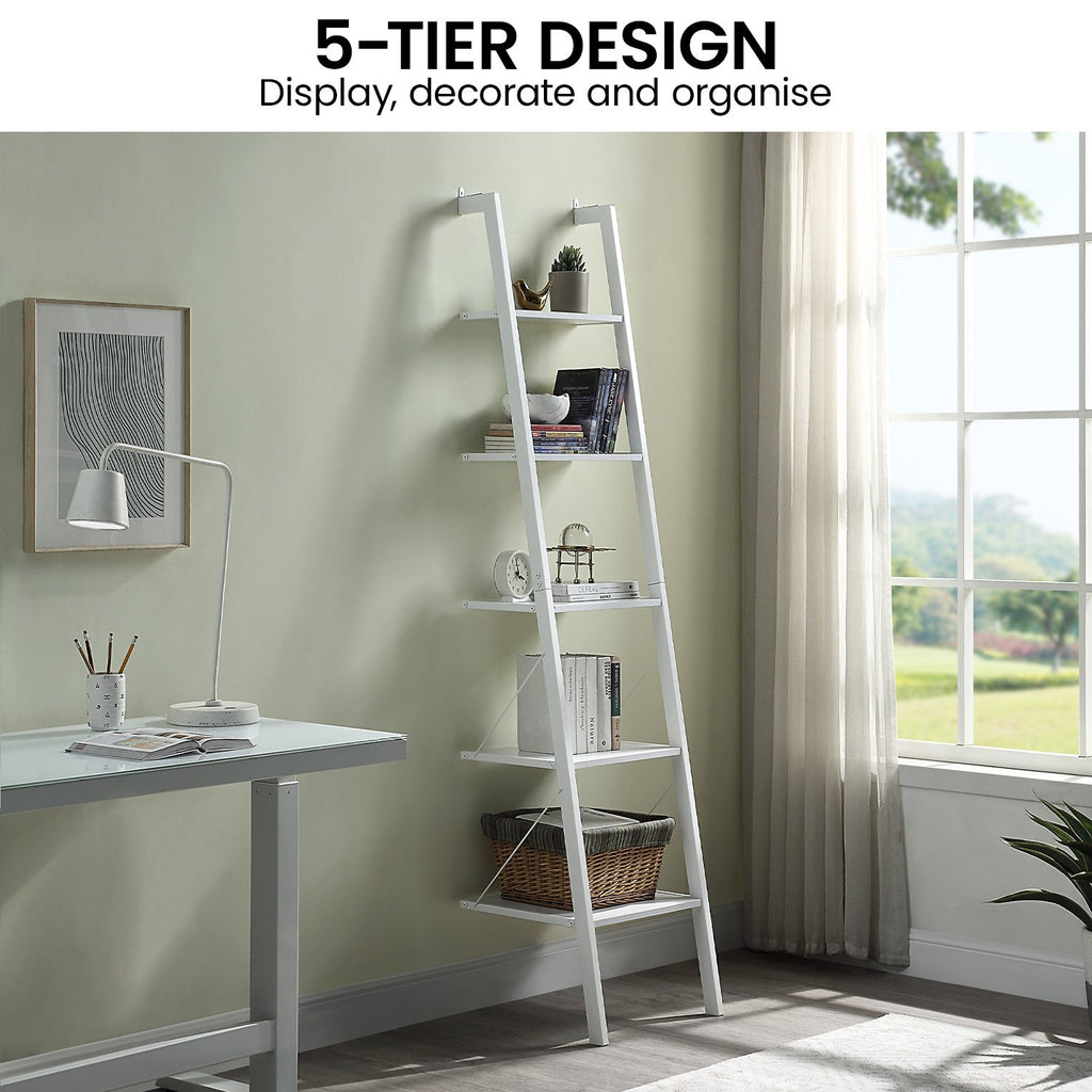 Sarantino Amelia White 5-Tier Ladder Shelf