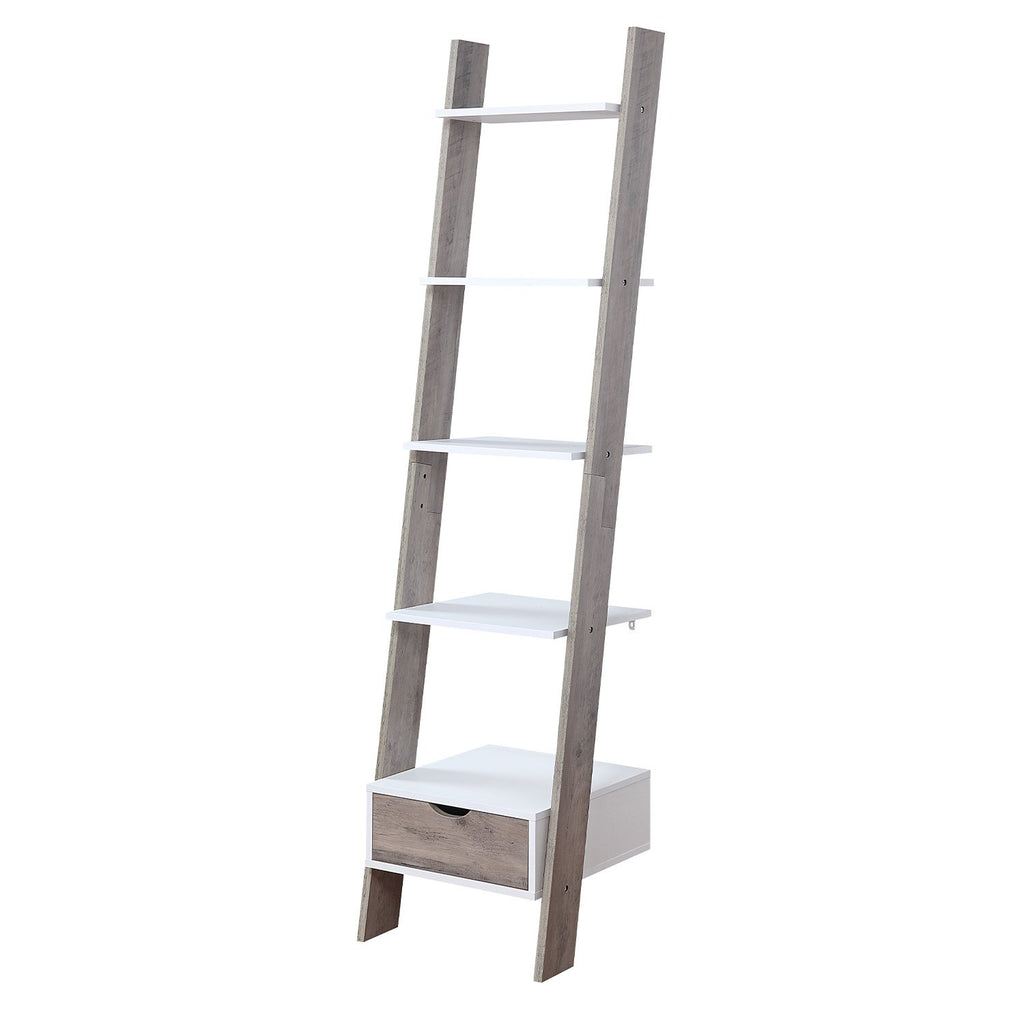 Sarantino Mira 5-Tier Ladder Shelf - White & Grey Oak