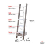 Sarantino Mira 5-Tier Ladder Shelf - White & Grey Oak