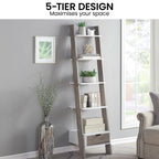 Sarantino Mira 5-Tier Ladder Shelf - White & Grey Oak