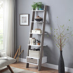 Sarantino Mira 5-Tier Ladder Shelf - White & Grey Oak