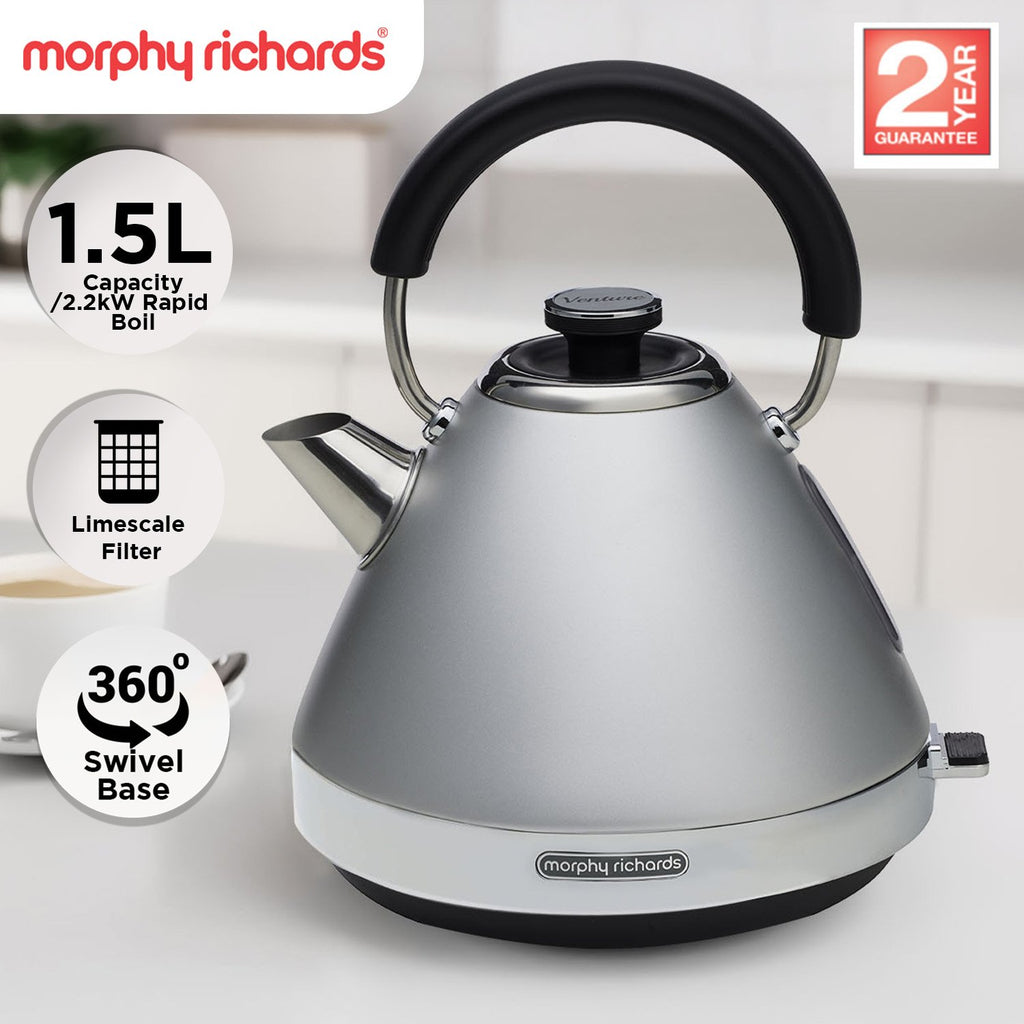 Morphy Richards 1.5L Venture Collection Pyramid Kettle in Steel Grey