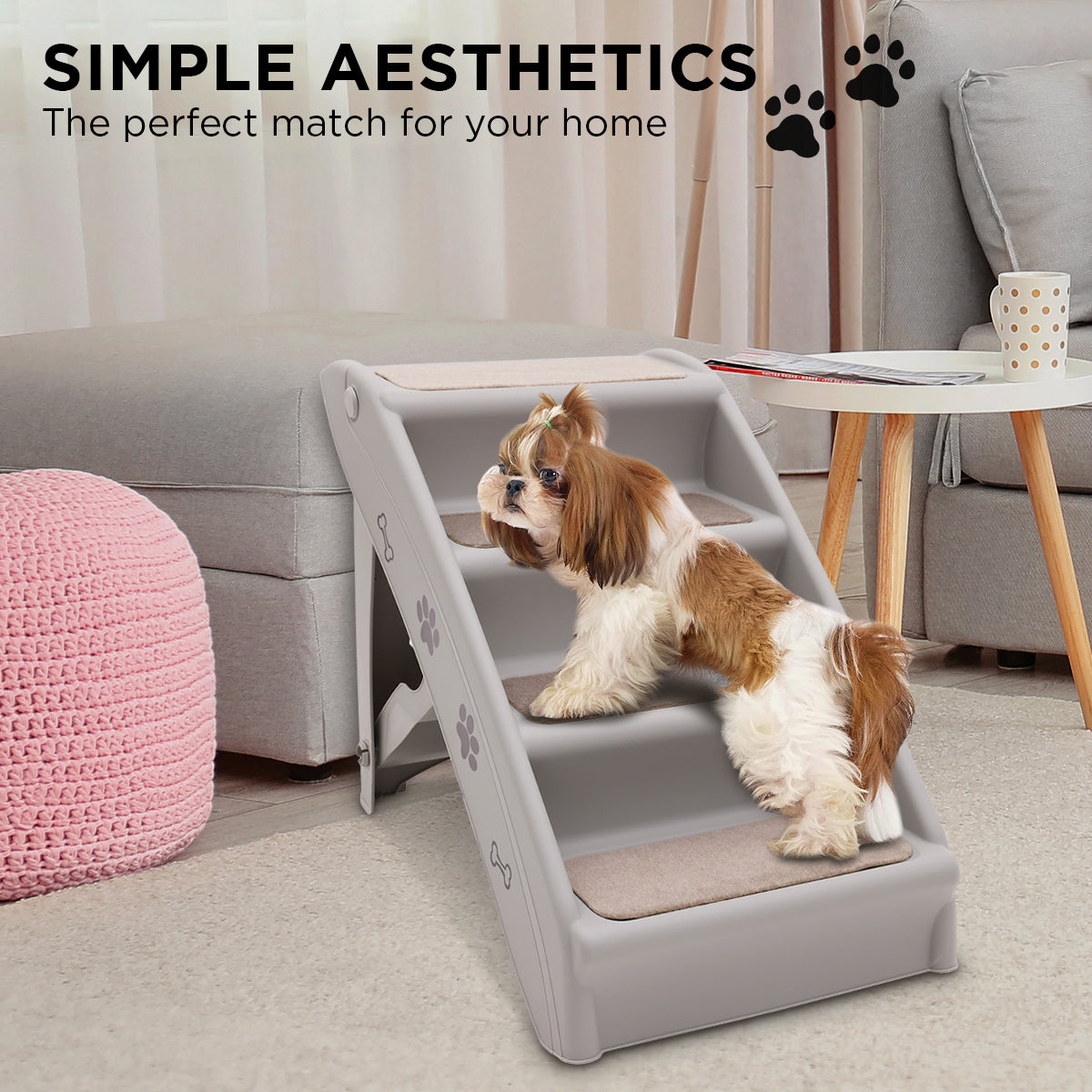 Furtastic Foldable Pet Stairs - Grey
