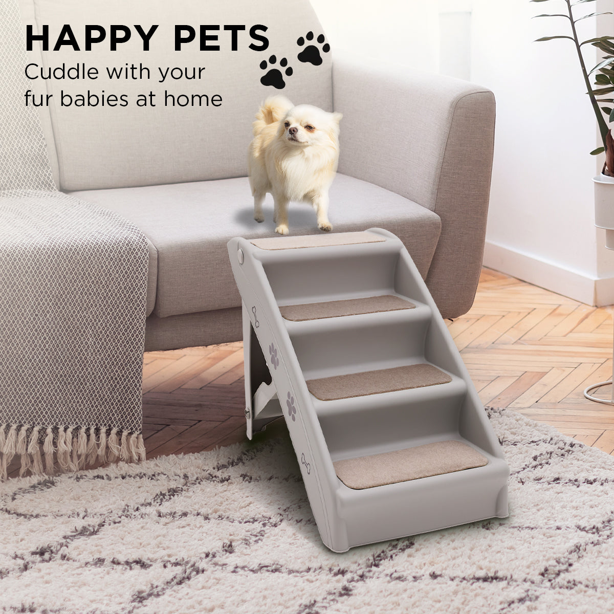 Furtastic Foldable Pet Stairs - Grey